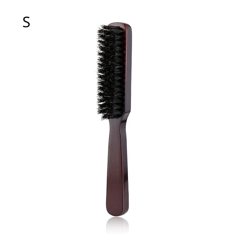 Men Beard Brush Wood Handle Boar Bristle Moustache Cleaning Brush Hairdressing Anti Static Barber Hair Styling Comb Tool
