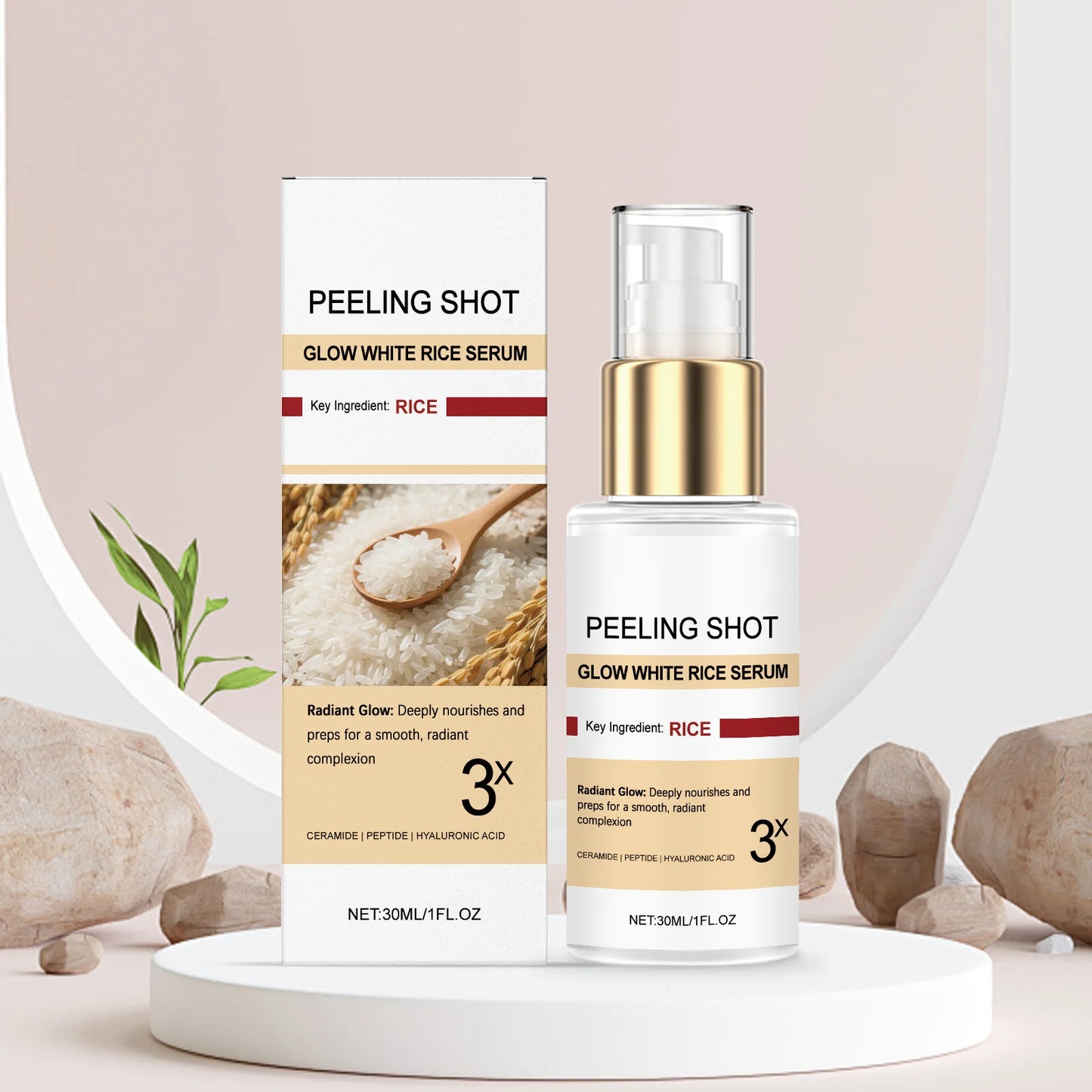 Glow Brightening Rice Essence Moisturizing Nourishing Even Skin Tone Improves Dullness Oil-Control Brightening Serum Skincare