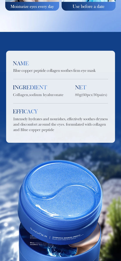 SADOER Collagen Eye Mask Caffeine Crystal Anti Dark Circles Eye Bag Remover Moisturizing Anti-aging Eye Patches Skin Eye Care