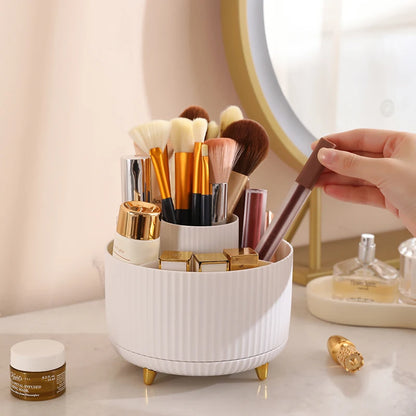 1Pcs 360° Rotating Makeup Brush Holder Storage Box, 5 Slot Makeup Brush Cup, Suitable for Bathroom Dressing Table,Office Desktop