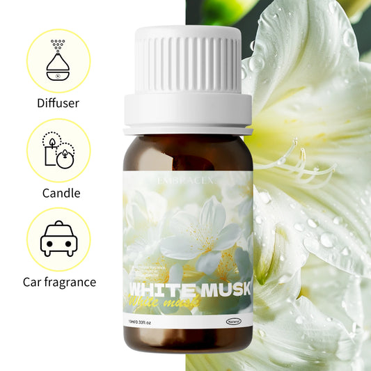 10ml White Musk Oil Rosemary Oil Natural Plant Fresh Aromatherapy for Massage Diffuser, Air Freshener,Car aromatherapy, Gifts