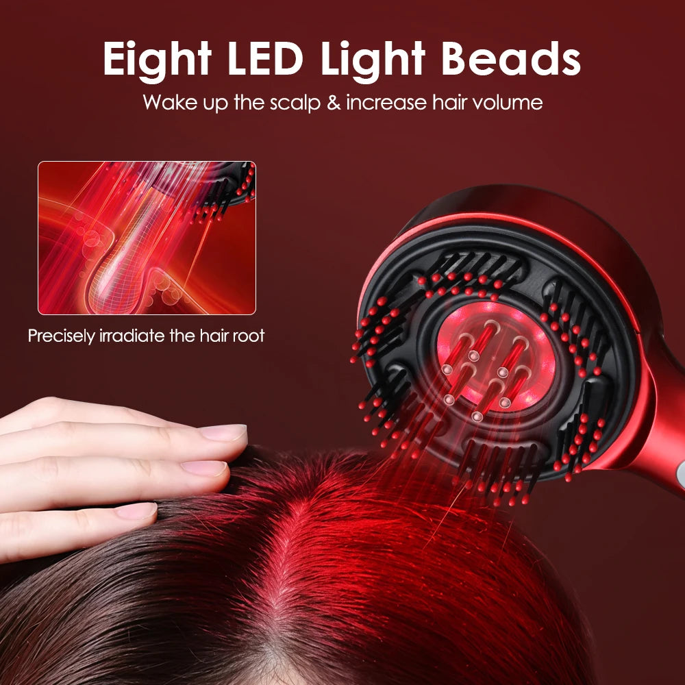Electric Head Massager Hair Growth Comb Scalp Relax Massager LED Light Therapy Anti Hair Loss Scalp Brush Liquid Oil Applicator