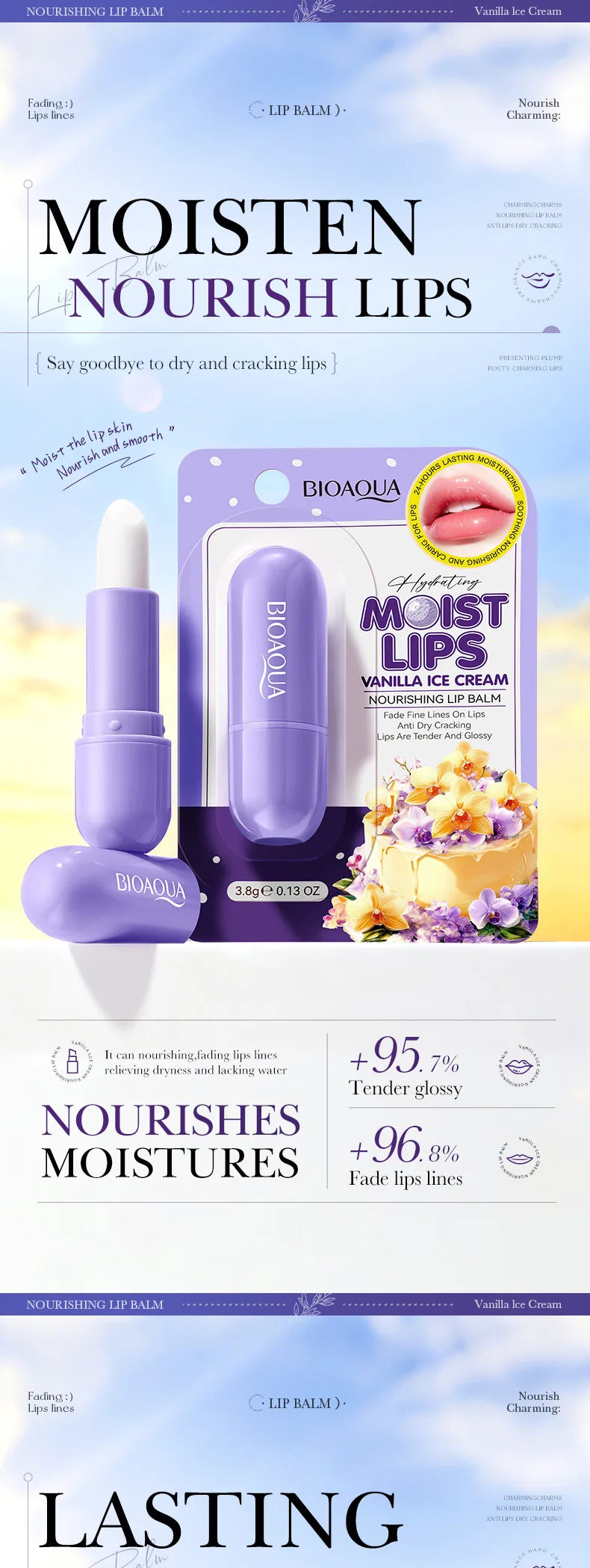 Vanilla Coconut Lip Balm 3.8g – Sweet Dessert-Inspired Scent, Nourishing and Hydrating Formula for Soft, Smooth Winter Lips