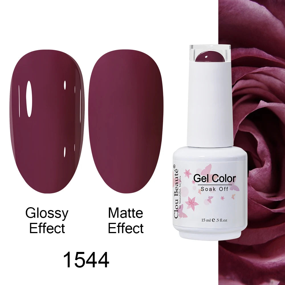 Clou Beaute 15ml Nail Gel Polish Warm Color Dark Red Brown Semi Permanent Nail Art Manicure Soak Off LED UV Varnishes Lacquer