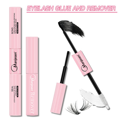 Lash Makeup set Bond and Seal Individual Lashes Glue and Seal Super Strong Hold Lash Extension Lash Glue Remover & Tweezers Kit