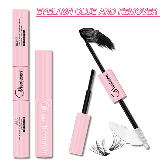 Lash Makeup set Bond and Seal Individual Lashes Glue and Seal Super Strong Hold Lash Extension Lash Glue Remover & Tweezers Kit