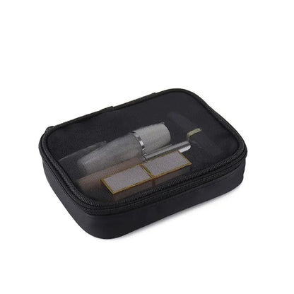 Women Makeup Bag Women Solid Color Zipper Cosmetic Bag Mesh Transparent Casual Travel Portable Mini Wash Storage Bags
