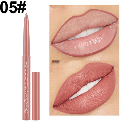 Lip Liner Lipstick Pen Waterproof Long-Lasting Contouring Lip Pencil Matte Finish Beginner Automatic Lip Liner Bean Paste Color Contouring Pen Automatic Rotating Lip Liner