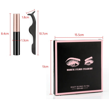 Hot 1/3Pairs Magnetic Eyelashes Soft False Lashes Repeated Use Mink Lashes Waterproof Liquid Eyeliner Tweezer Eyelash Makeup Set