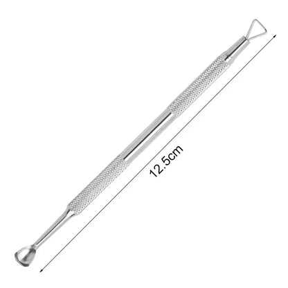 Nail Double-ended Use Stainless Steel Circle Beveled Head Cuticle Pusher Remover Professional Manicure Sticks File Nail Art Tool