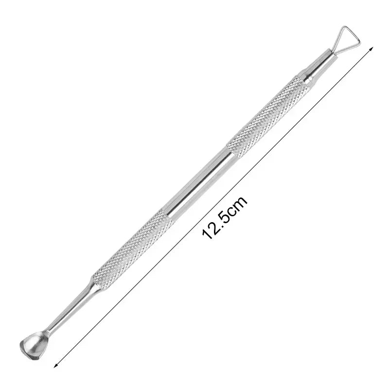 Nail Double-ended Use Stainless Steel Circle Beveled Head Cuticle Pusher Remover Professional Manicure Sticks File Nail Art Tool