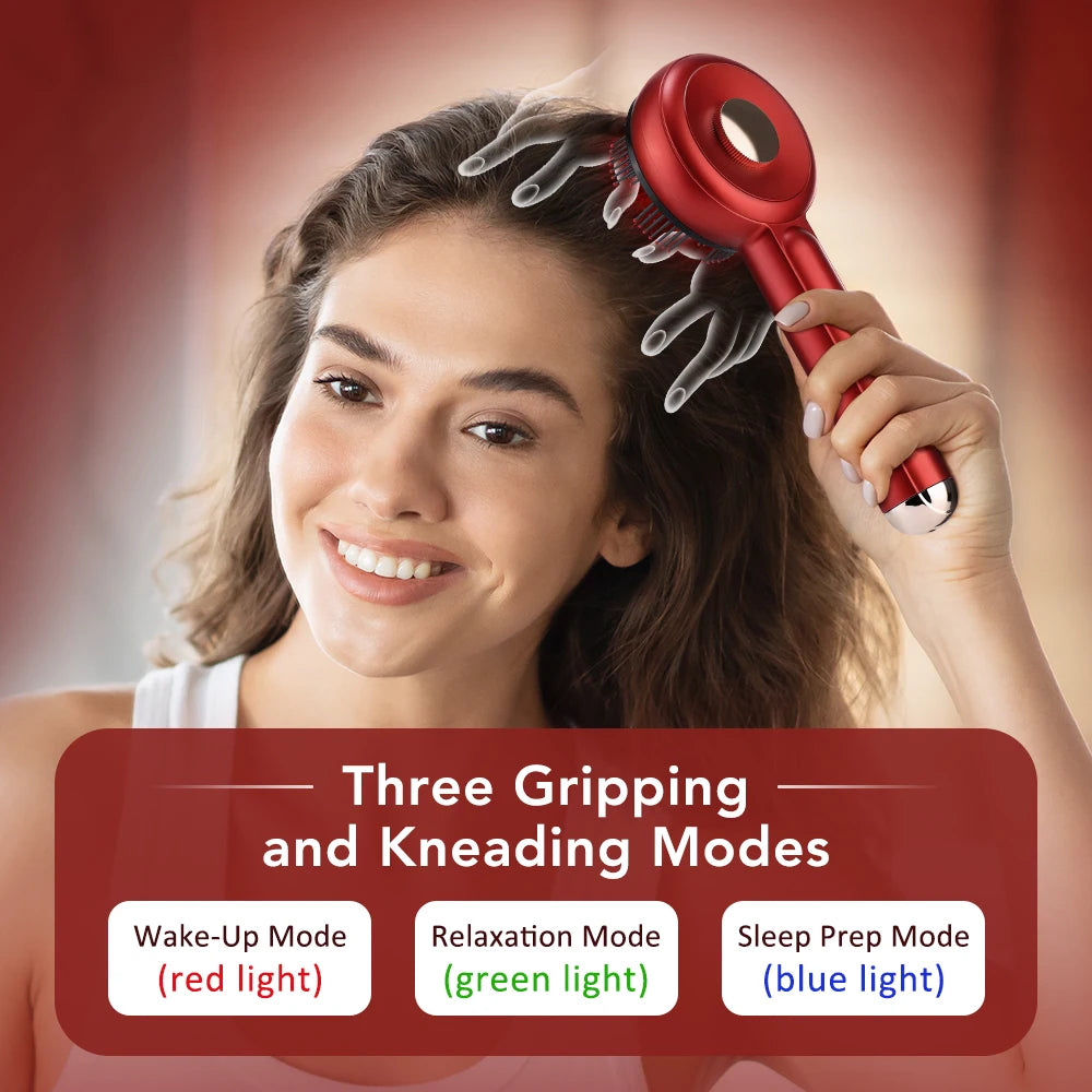 Portable Electric Head Massage Comb Essential Oil Red Light 3-gear Scalp Massage Electric Head Blood Relaxation Massage Gift