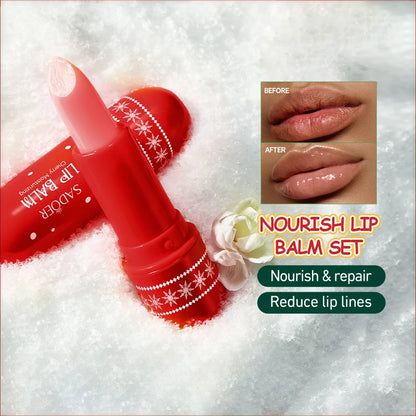 SADOER Christmas Moisturizing Lipstick Anti Cracking Hydrating Repair Nourishing Plump Lips Balm Plumper Skin Care