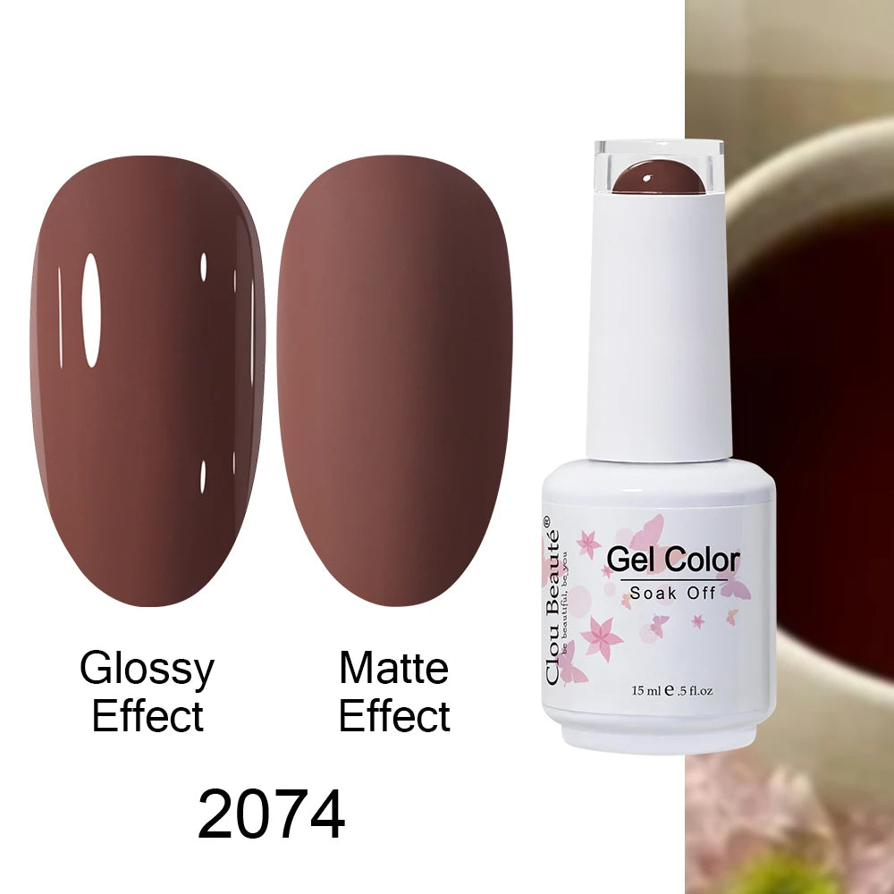 Clou Beaute 15ml Nail Gel Polish Warm Color Dark Red Brown Semi Permanent Nail Art Manicure Soak Off LED UV Varnishes Lacquer