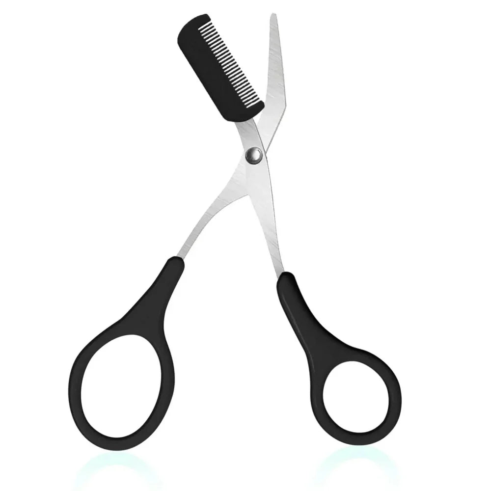 Stainless Steel Eyebrow Trimming cissors with built-in Comb Pink/White/Black SPrecise Grooming Tool Creating Perfect Eyebrows