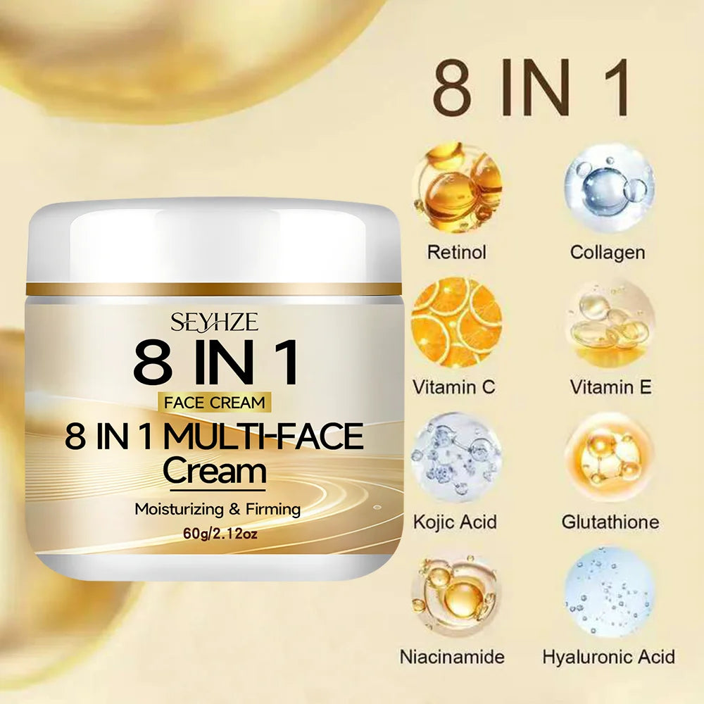 SEYHZE 8-in-1 Multi-Effect Moisturizing Tightening Cream with Ceramides Collagen Niacinamide Retinol Vitamin C Brightening Firmi