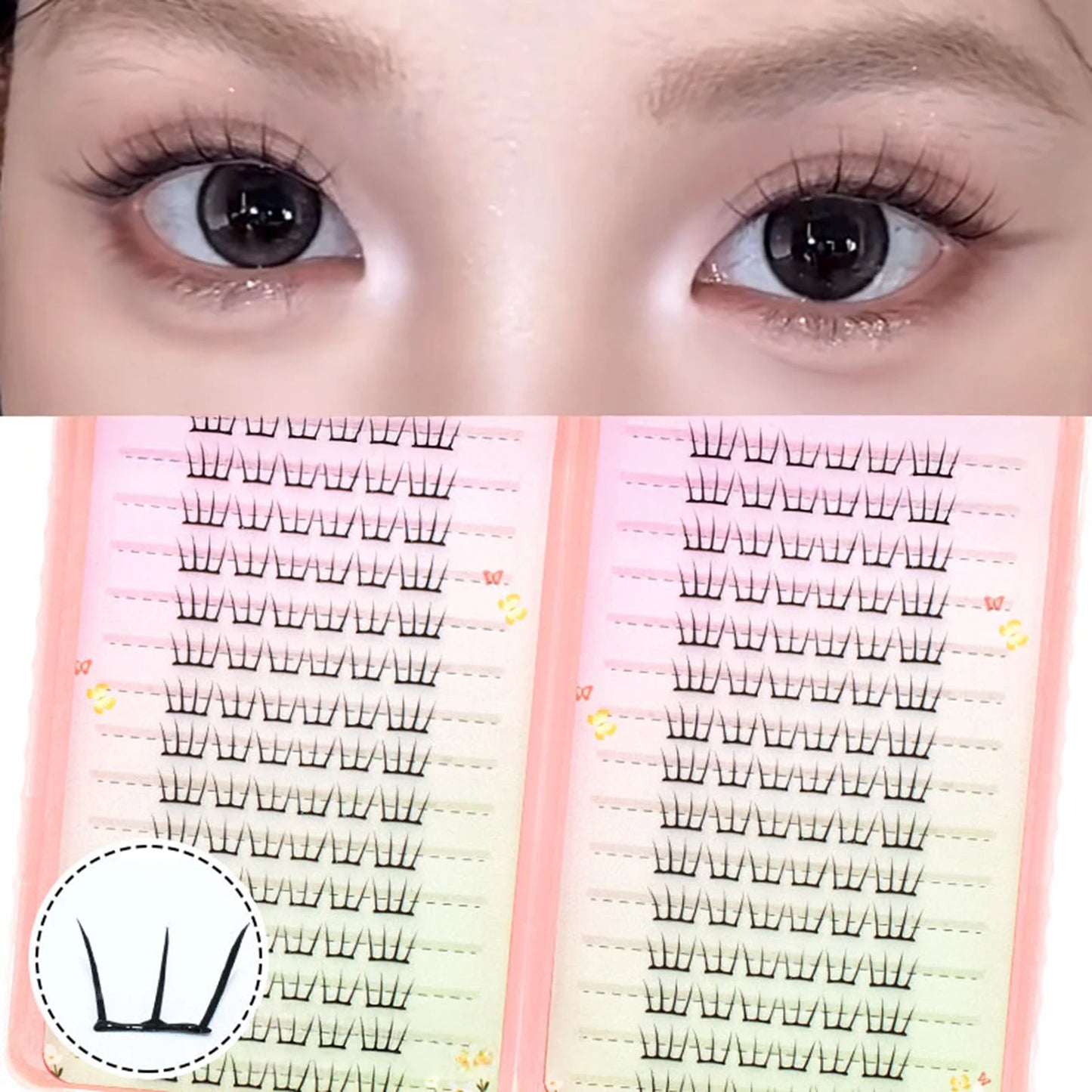 Large Capacity Korean Style Eyelashes Clusters Dense Comics Artificial Eyelashes Perfect Makeup Tool For Girls Enlarge Your Eyes