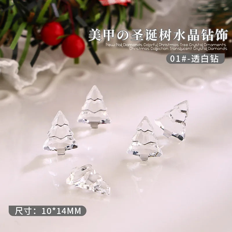10PCS 3D Transparent Christmas Tree Nail Art Rhinestone Charms Gems Accessories For Winter Nail Decoration Design Supplies Parts