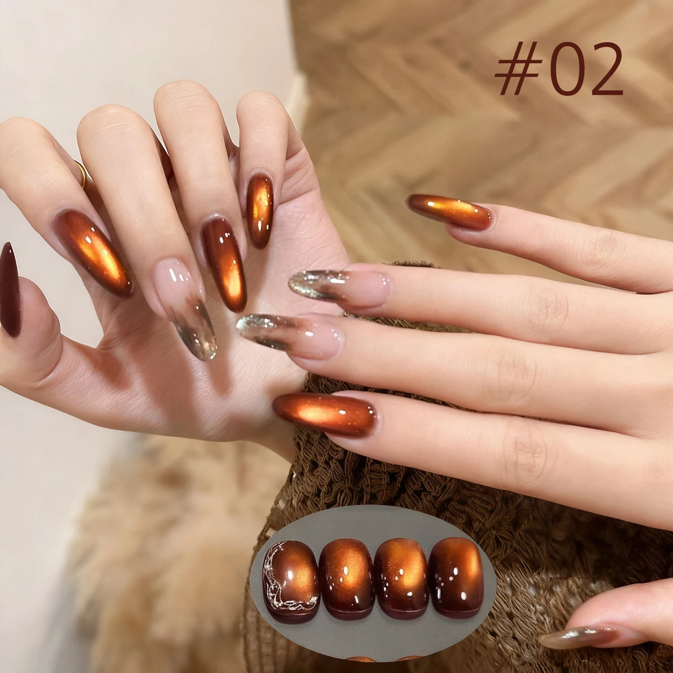 10ML 1-10PCS 2025 New Sunset Cat's Eye Nail Polish Series Amber Glass Beads Magnet Gel Nail Polish Nail Art Gold Brown Nails