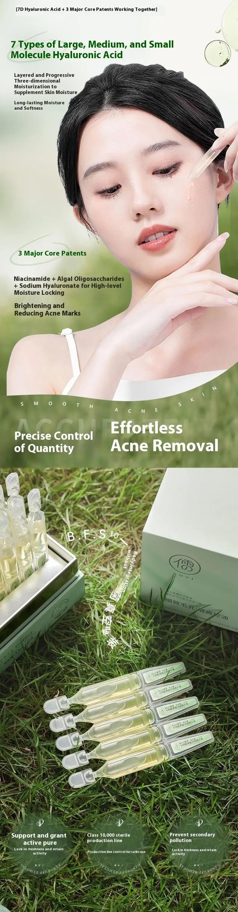RUYI Salicylic acid and glycolic acid essence repair acne, fade acne marks, shrink enlarged pores and facial closure
