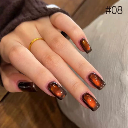 10ML 1-10PCS 2025 New Sunset Cat's Eye Nail Polish Series Amber Glass Beads Magnet Gel Nail Polish Nail Art Gold Brown Nails