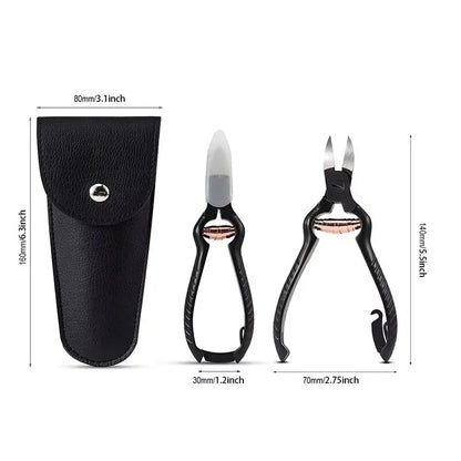 Precision Toenail Clippers for Thick or Ingrown Toenails - Secure and Stylish Design Thick Nail Clipper - W/Leather Case