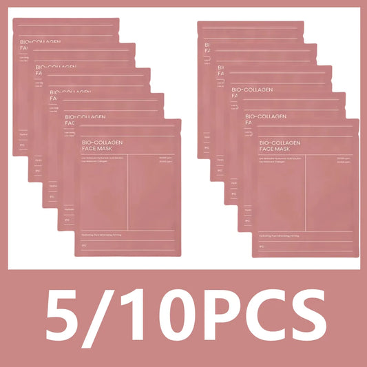 5/10Pcs Bio Collagen Face Mask Shrink Pores Deep Hydrating Overnight Mask Moisturizing Refreshing Brightening Face Skin Care
