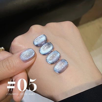 12ML 1-6PCS Summer And Autumn Island Glass Bead Magnet Cat Eye Gel Nail Polish Blue Nails Nail Art Nail Supplies