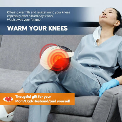 Knee Massager Smart Red Light and Massage Therapy for Swelling Stiff Joints Stretched Ligament and Muscles Injuries Gifts