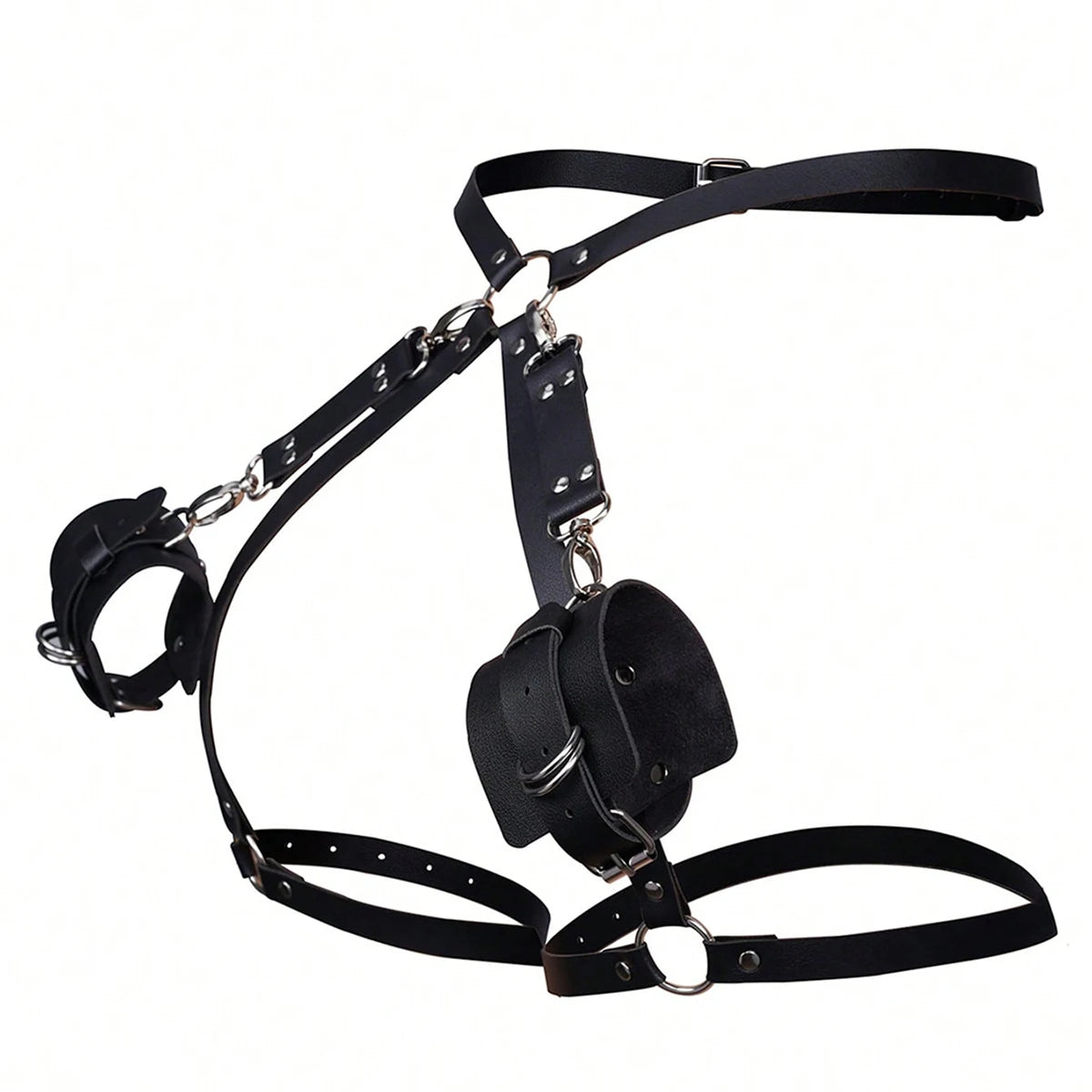 Ladies' punk style bondage art adjustable circular cuffs&thigh straps, essential for intimate role-playing