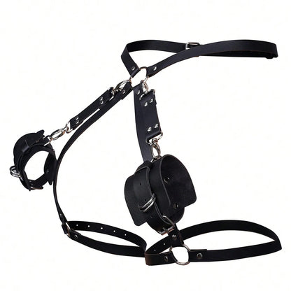 Ladies' punk style bondage art adjustable circular cuffs&thigh straps, essential for intimate role-playing