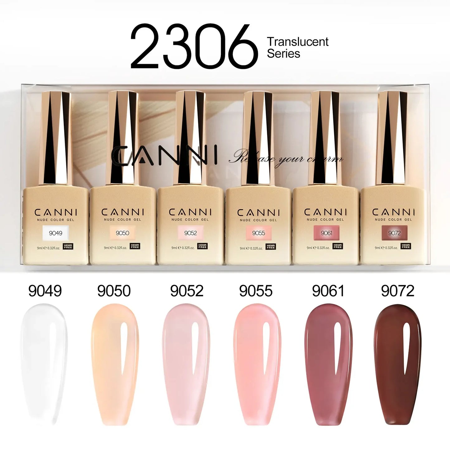 9ml CANNI TPO FREE HEMA FREE Ultra Consistency Nail Gel Polish Set Round Brush Semi Permanent Soak Off UV LED Gel Nail Kit