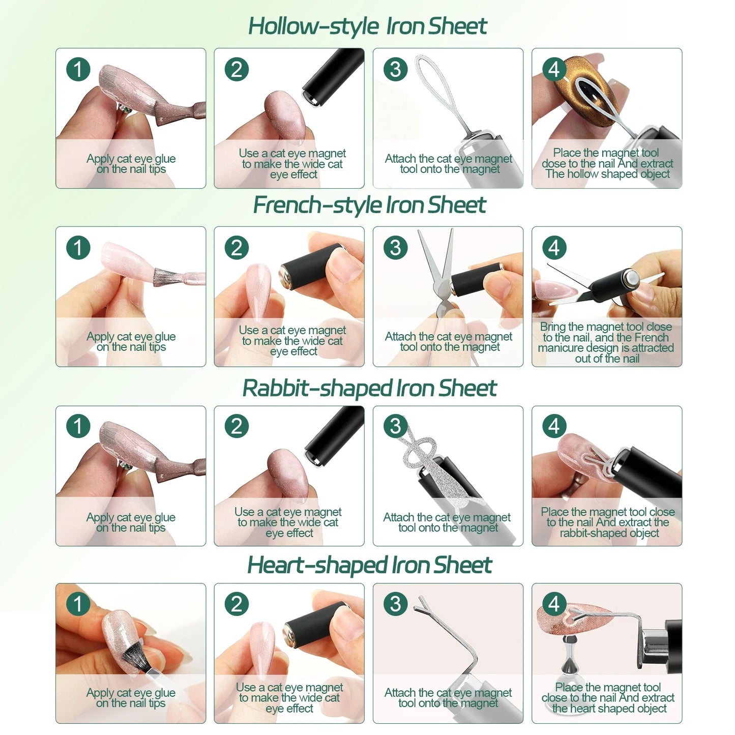 Nailpop Cat Eye Magnet Kit Silver DIY French Wide Rabbit Heart Nail Art Salon Professional Gel Polish Cat Eye Nail Tools 1 set