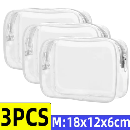 Travel Organizer Bath Toiletry Wash Storage Bag Case White Transparent Zipper Makeup Bags  Clear Pouch Women's Cosmetic Bag
