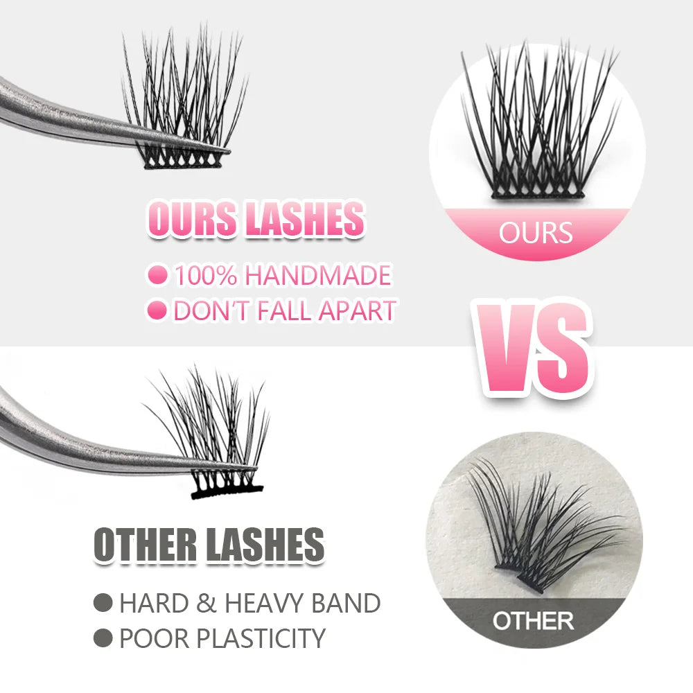 YUANZHIJIE 0.07 C/D DIY single lash Extension Clusters False Eyelash Precut Segmented Bundles Soft Natural Manga Make-up