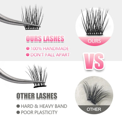 YUANZHIJIE 0.07 C/D DIY single lash Extension Clusters False Eyelash Precut Segmented Bundles Soft Natural Manga Make-up