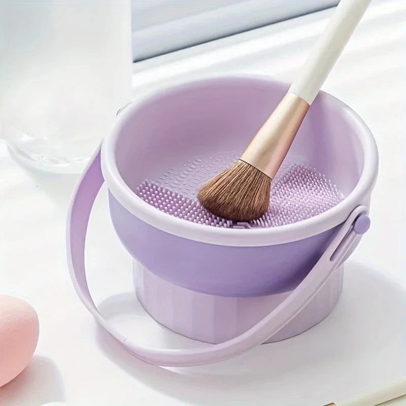3-In-1 Silicone Makeup Brush Cleaner Mat Cosmetic Brush Cleaning Tool with Drying Rack Beauty Organizer Kit for Makeup Lovers
