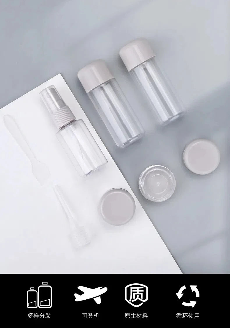 8 Piece Set Beauty Skincare Travel Bottles Perfume Spray Bottle Shampoo Facial Cleanser Lotion Bottle Eye Face Cream Boxes