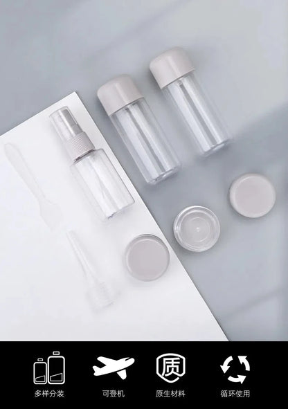 8 Piece Set Beauty Skincare Travel Bottles Perfume Spray Bottle Shampoo Facial Cleanser Lotion Bottle Eye Face Cream Boxes