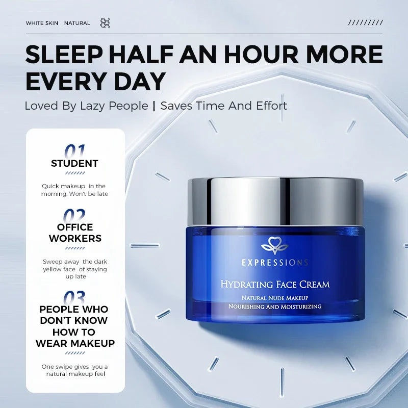 EXPRESSIONS Hydrating Tone-Up Face Cream – Niacinamide Brightening, Natural No-Makeup Look, Long-Lasting Moisturizer