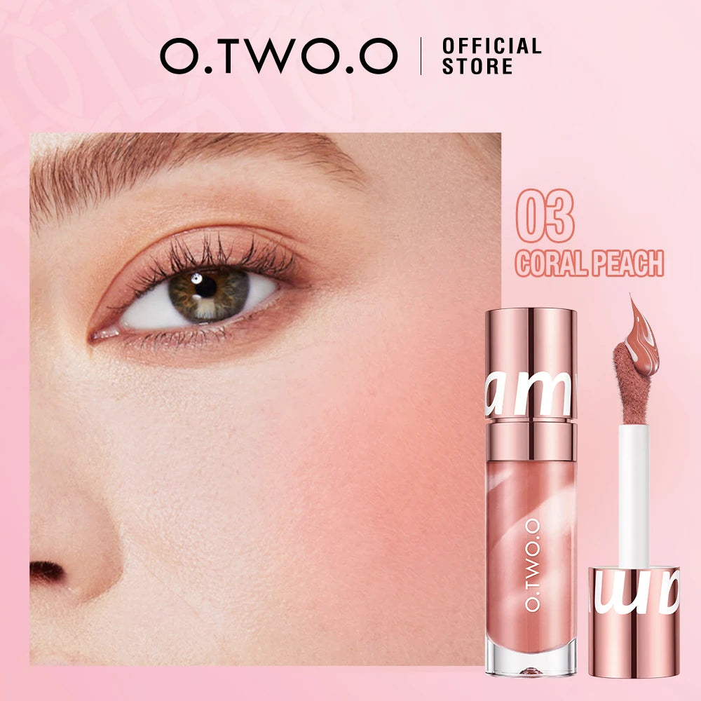 O.TWO.O Watercolor Liquid Blush Moisturizing Long Lasting Natural Silky Non-sticky Matte High Pigment Sexy Red Pink Blush Makeup