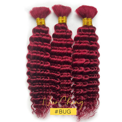 Chocolate Brown Braiding Hair for Boho Braids Human Hair Braiding Hair 2 Bundles/Pack 100g 18 Inch Deep Wave Boho Hair Braiding
