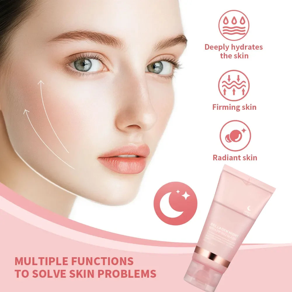 Collagen Facial Mask And Brush Set Rejuvenates Moisturizes Brightens Skin For Glowing Elasticity Korean Face Care Treatment