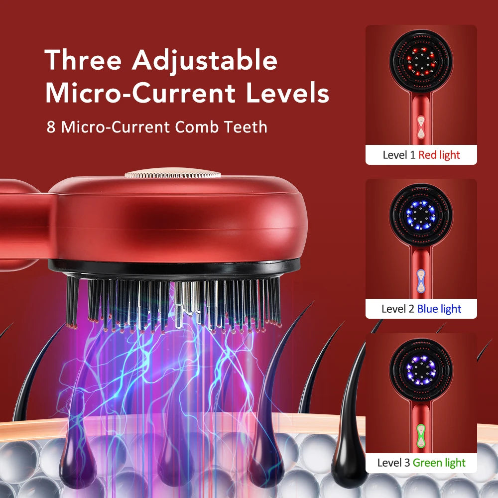 Electric Head Massager Hair Growth Comb Scalp Relax Massager LED Light Therapy Anti Hair Loss Scalp Brush Liquid Oil Applicator