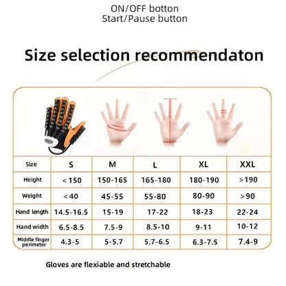 Portable 2400mAh Rechargeable Finger Training Robot Glove- 4 Modes 9 Levels Adjustable- Universal for Left Right Hands
