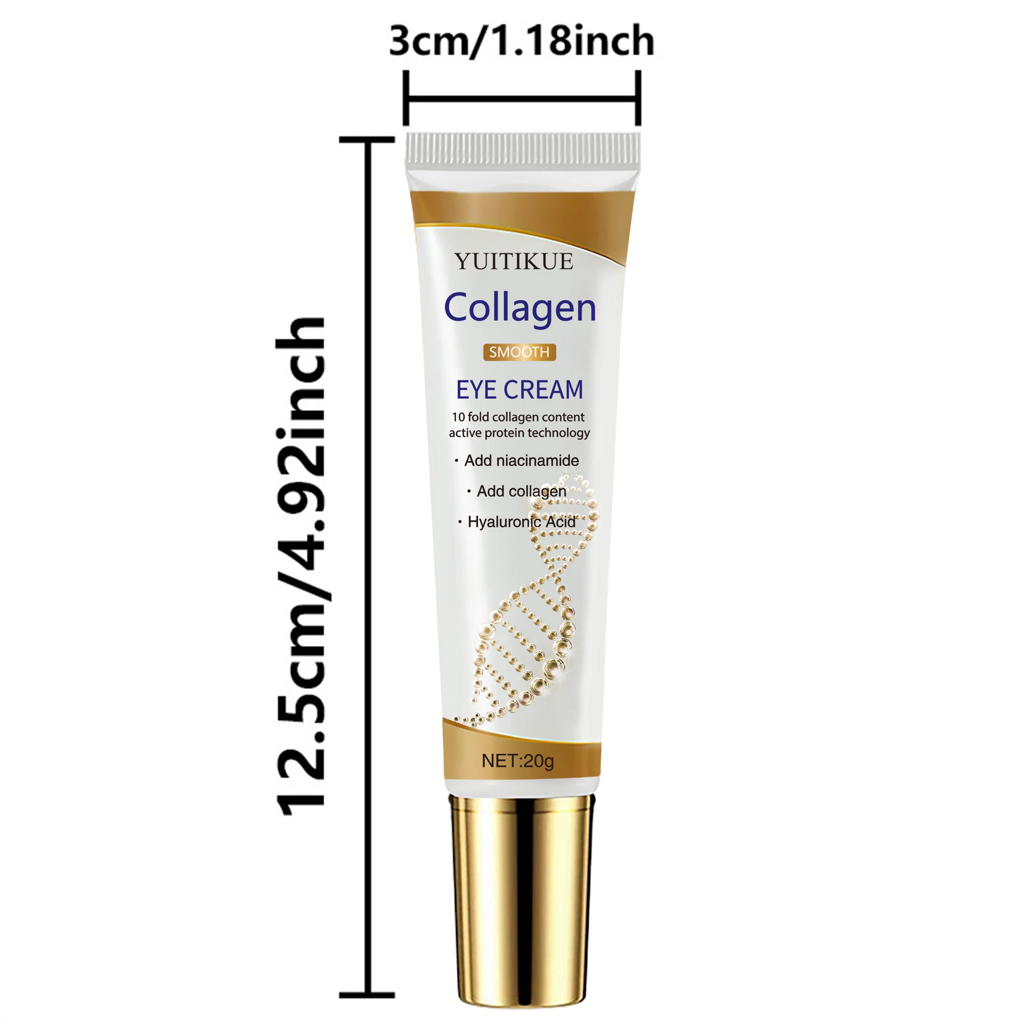 Collagen Eye Cream 20g - Smoothes Wrinkles & Firms, Fast Absorption Non-Greasy, with Niacinamide & Hyaluronic Acid