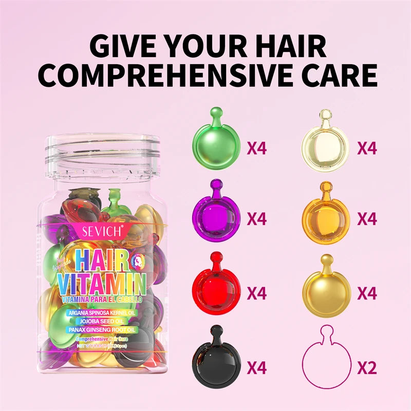 MIX Hair Vitamin Capsule Keratin Oil Fast Restore Soft Smooth Shiny Hair Care Nourish Repair Hair Damaged Splitting Treatment