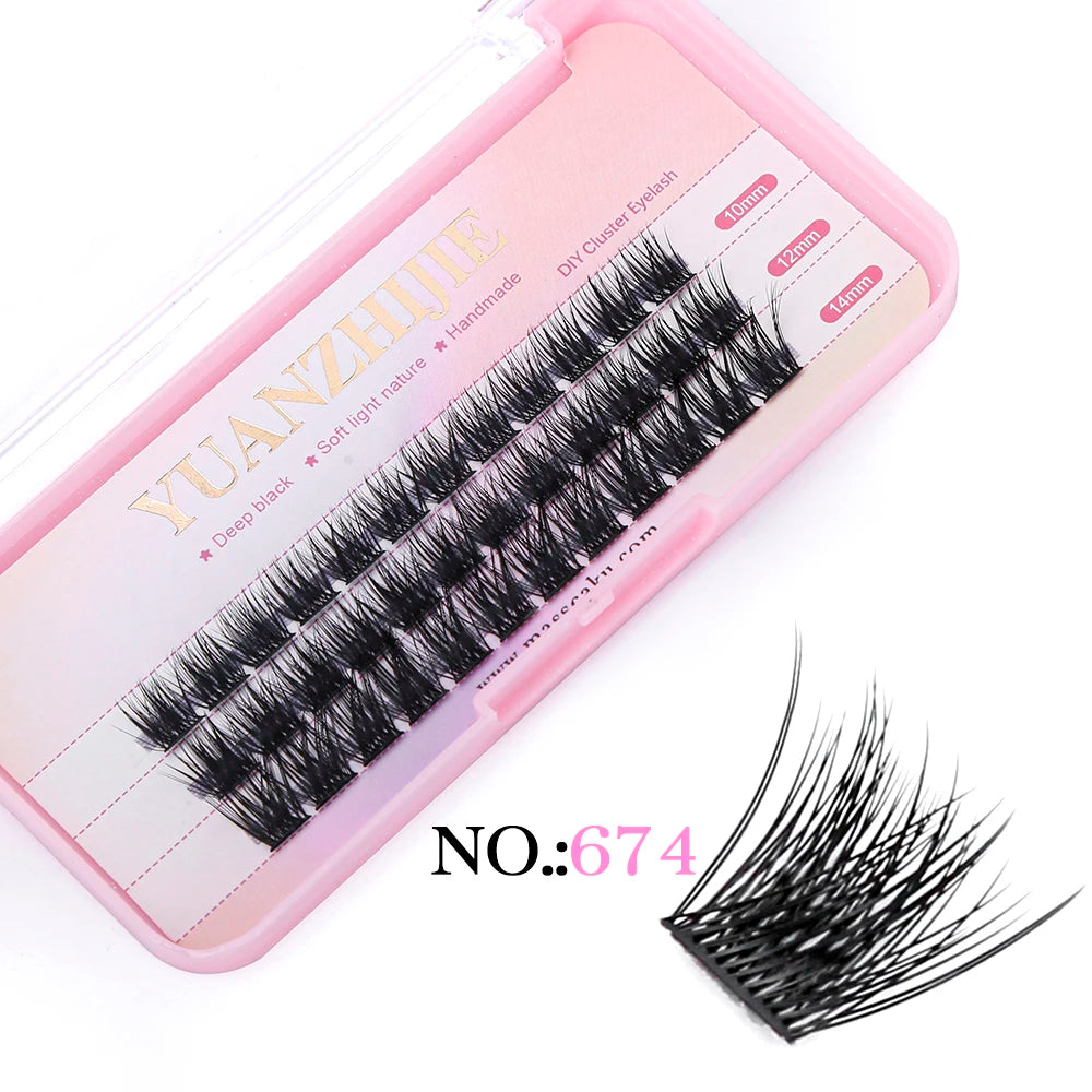 YUANZHIJIE 0.07 C/D DIY single lash Extension Clusters False Eyelash Precut Segmented Bundles Soft Natural Manga Make-up