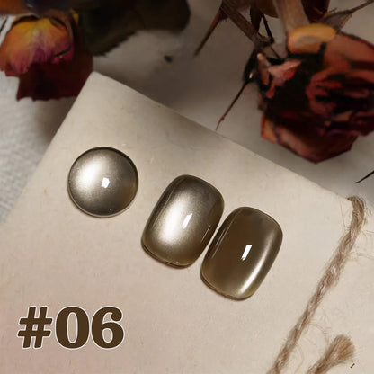 10ML 1-21PCS 2025 Autumn New Emerald Green Magnet Cat's Eye Gel Nail Polish Green Whitening Glass Bead Cat Eye Nail Polish
