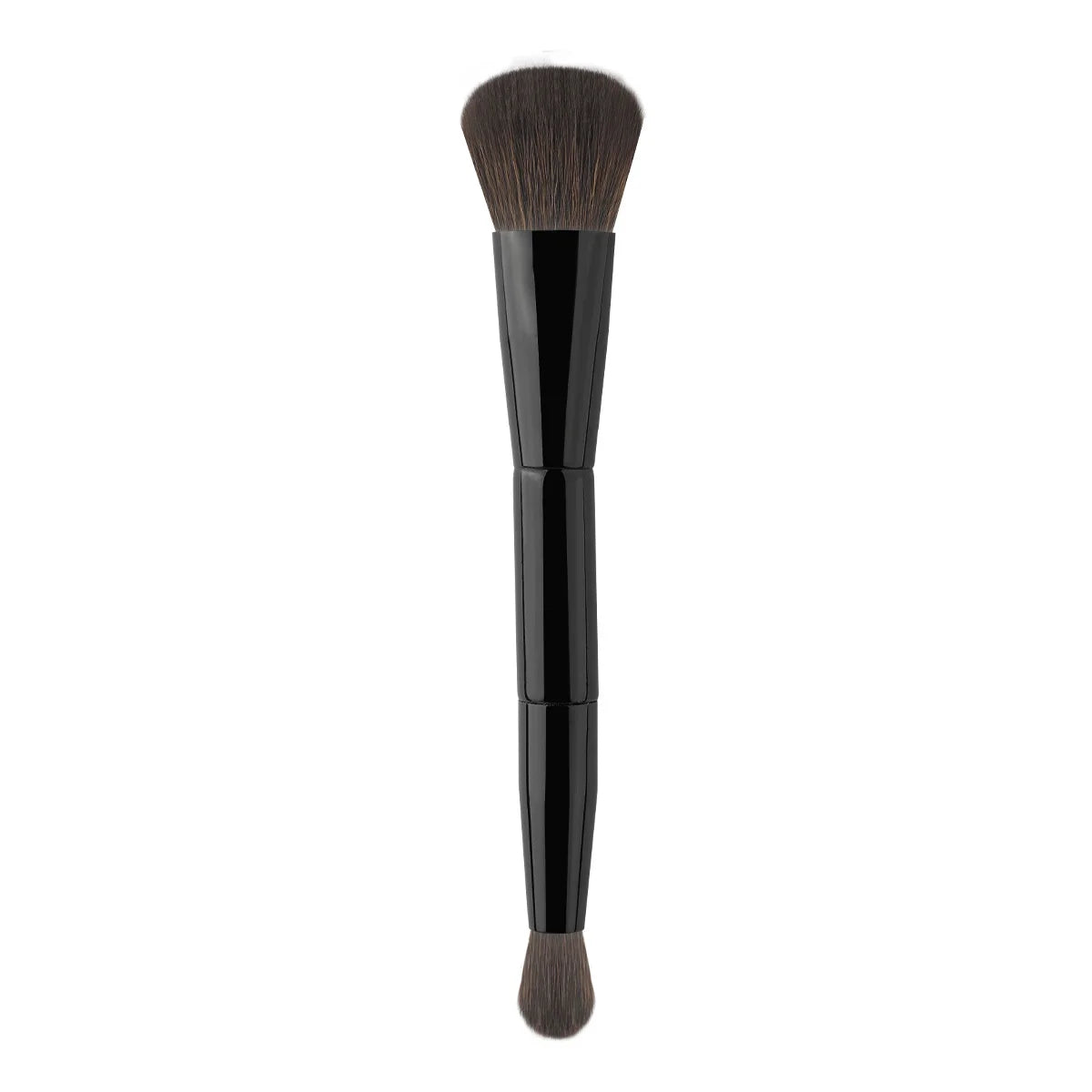Dual Angled Round Contour Makeup Brush with Synthetic Bristles for Beauty Blending Liquid Powder, Concealer Blush (Black)
